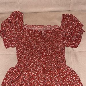 Red dress with floral design